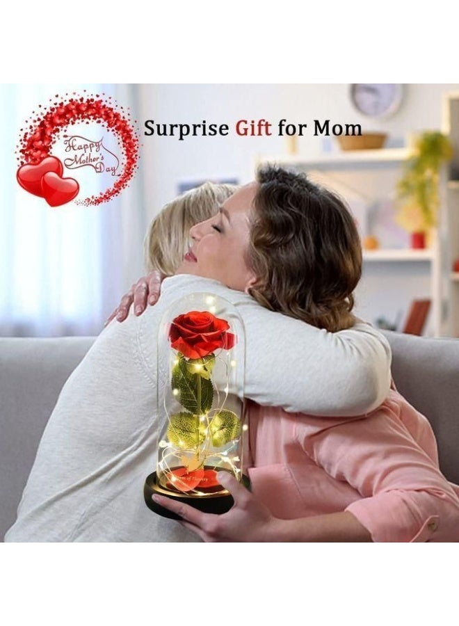 A glowing red rose inside a glass dome – a luxurious, romantic gift with lights for Valentine's Day and anniversaries - Image 4